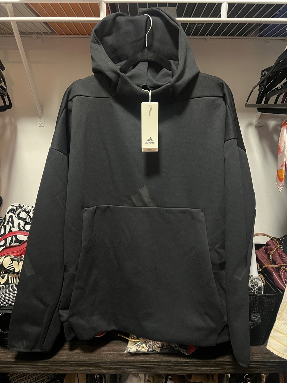 adidas Black Hooded Pullover Performance Jacket
